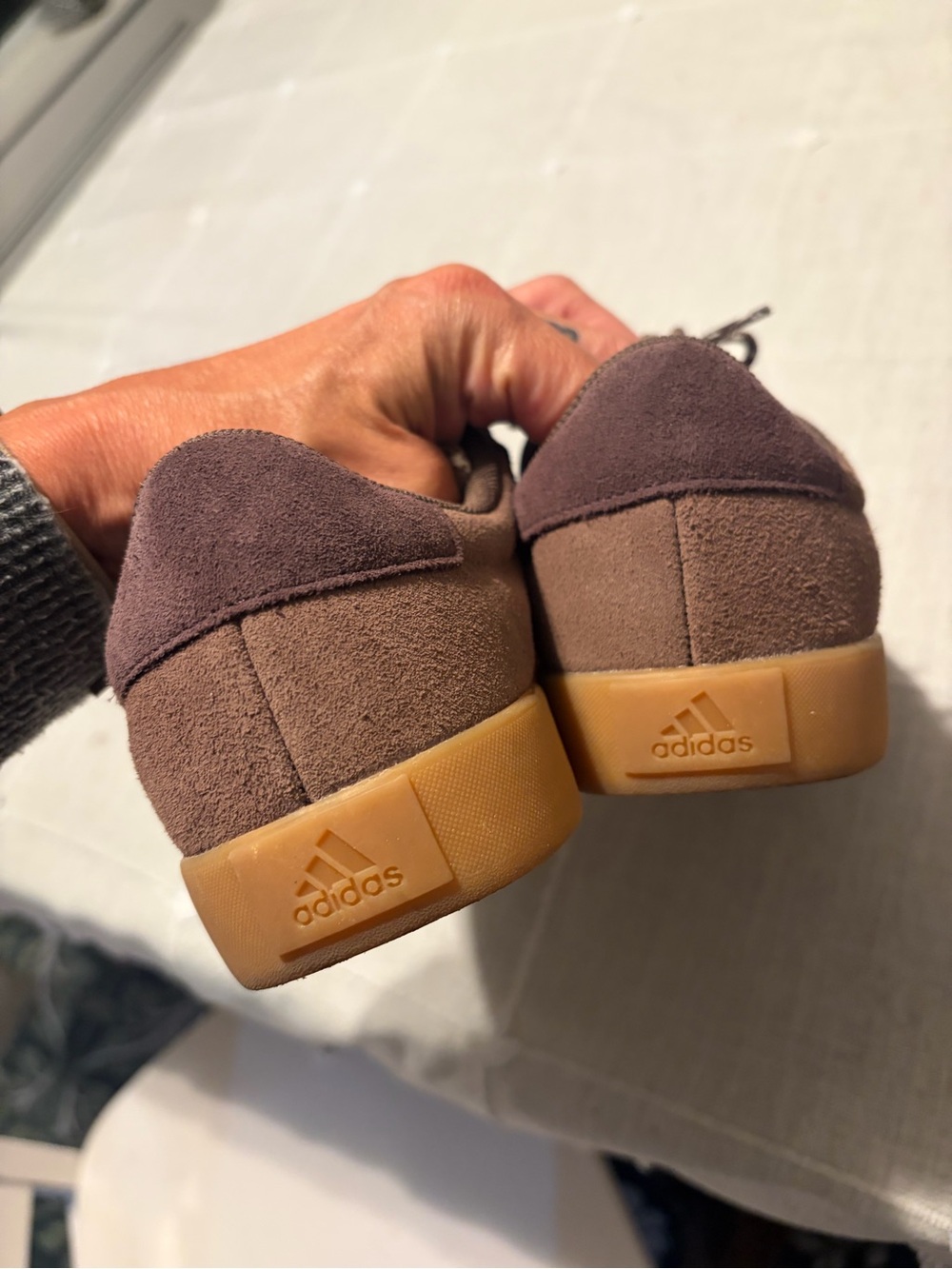 adidas Men's Brown Suede Low-Top Sneakers with Gum Sole - Picture 4 of 6